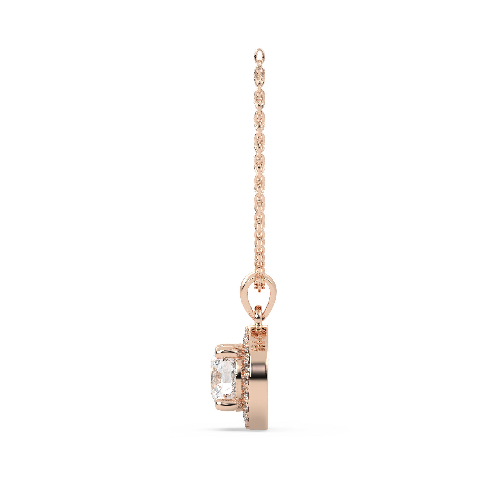 14k Rose Gold Studded 1.4 Carat Lab Grown Diamond Pendent With D Color VS1 Clarity.